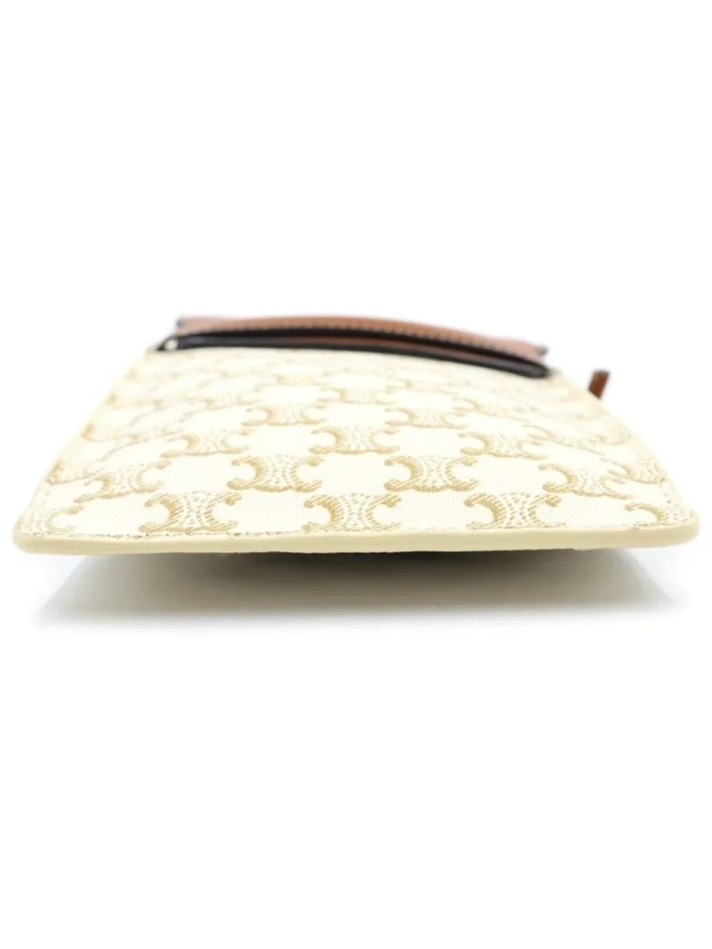 Celine Triomphe All Over Print Phone Pouch Shoulder Bag Brown White